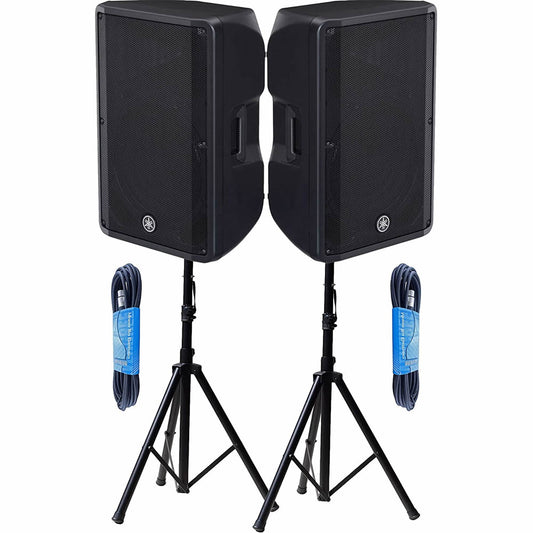 Yamaha CBR15 2-Way Passive Bass Reflex Speaker with 15-Inch Woofer (Pair) Bundled with Adjustable Tripod Speaker Stands and 2 x 15ft XLR Cables