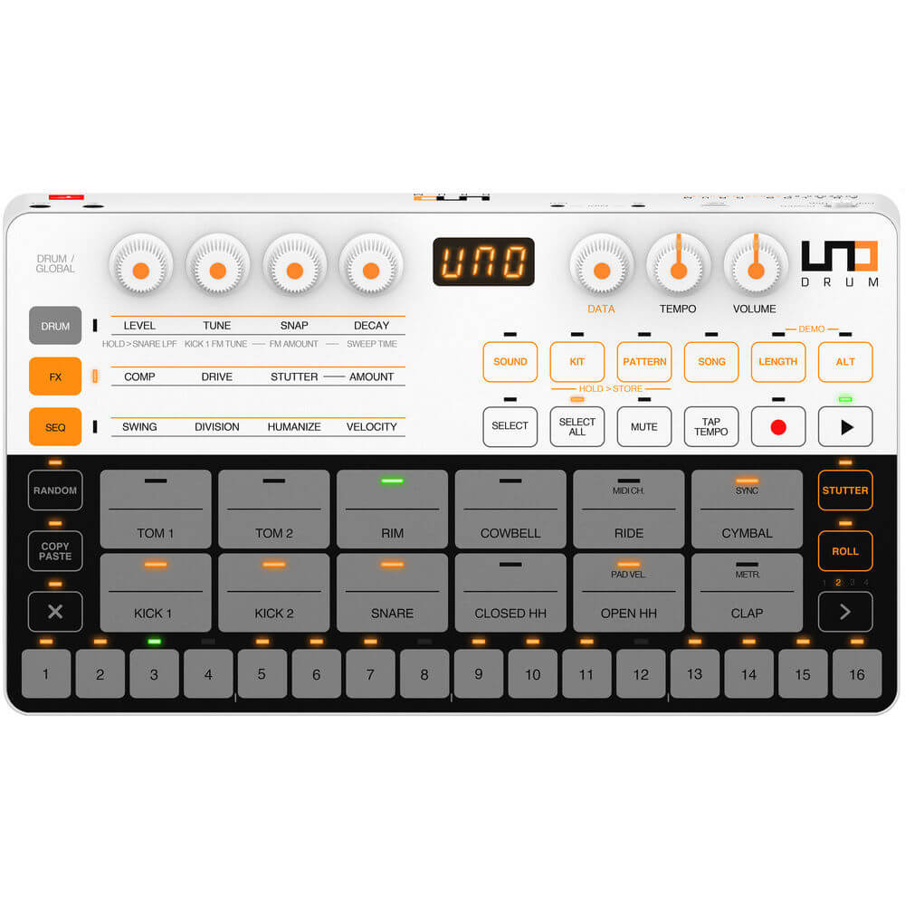 IK Multimedia UNO Drum Portable Analog PCM Drum Machine IP-UNO-DRUM-IN