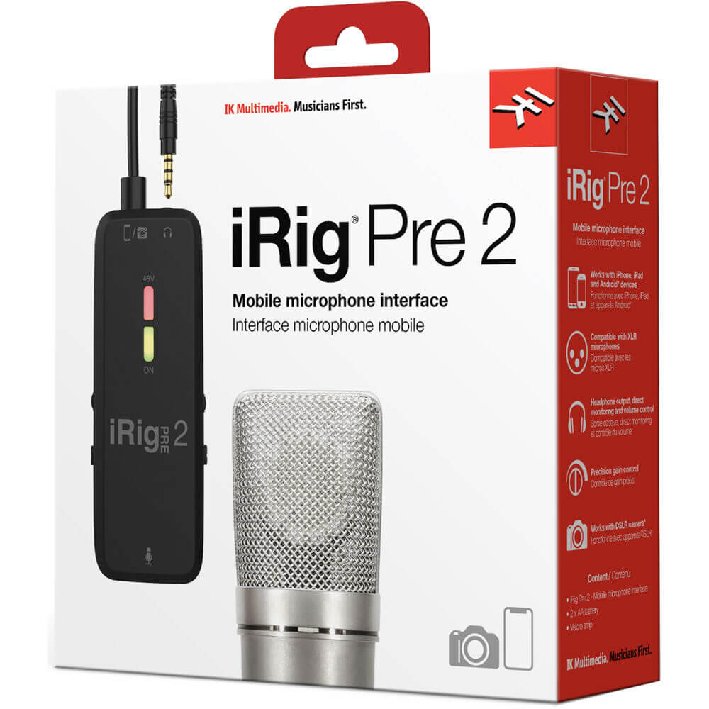 iRig Pre 2 Microphone Preamp for Smartphones, Tablets and Video Cameras (IP-IRIG-PRE2-IN)
