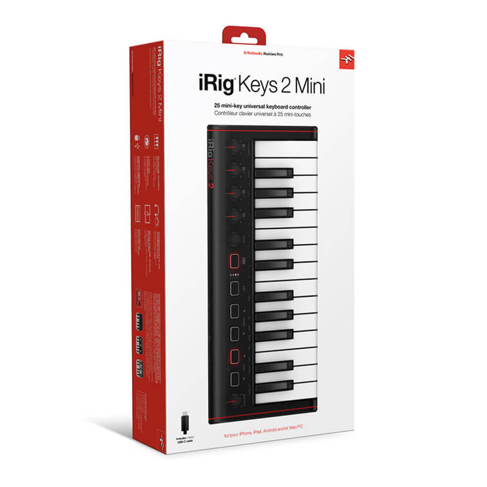iRig Keys 2 Mini compact 25-key MIDI controller for iPhone/iPad and Mac/PC (IP-IRIG-KEYS2MINI-IN)