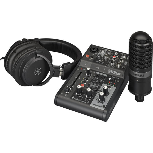 Yamaha Live Stream Pack with AG03MK2 Black, Headphones, and Microphone