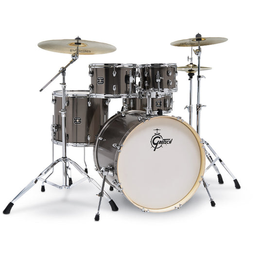 Gretsch Energy 5-Piece Drum Kit with Full Hardware Package & Paiste Cymbals Brushed Grey