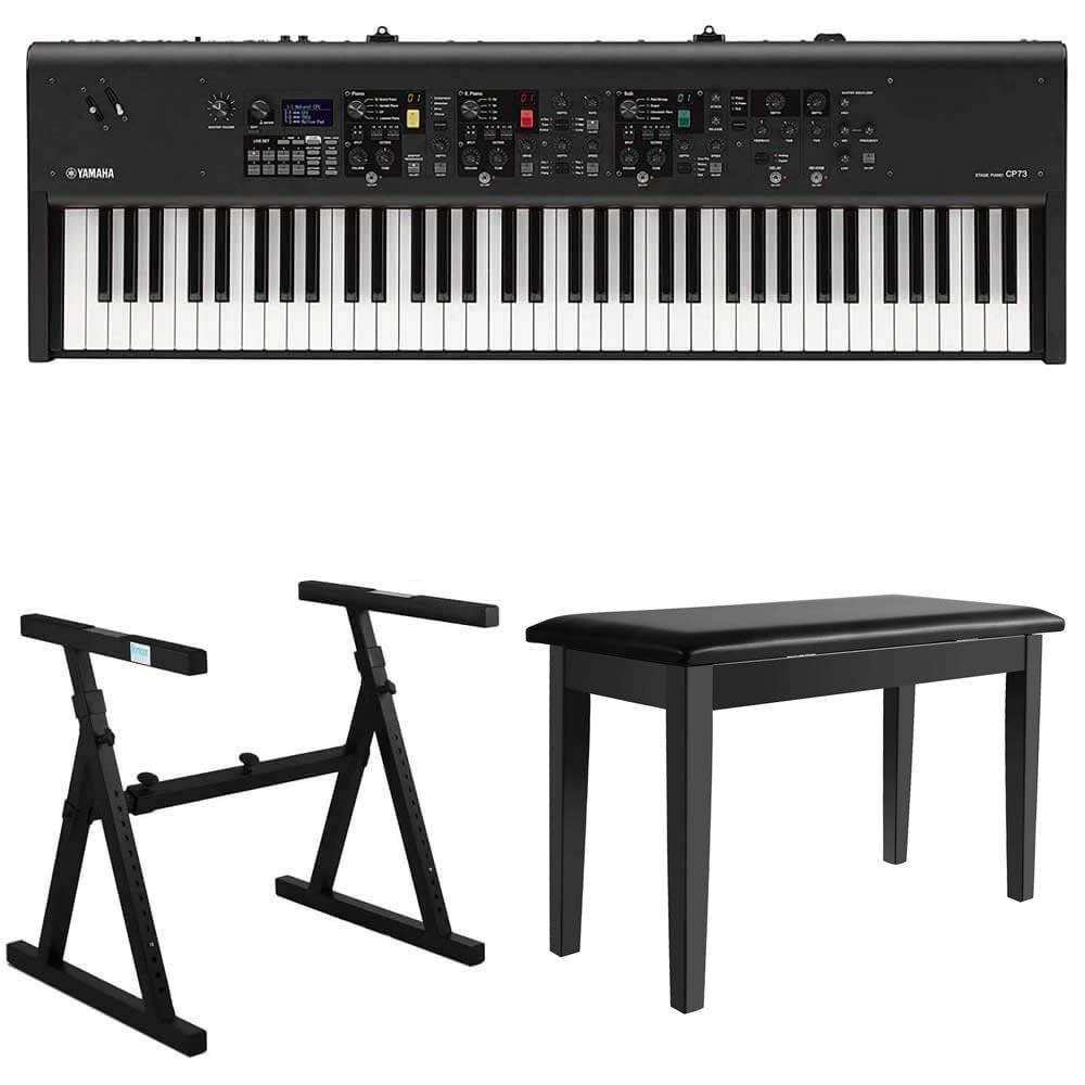 Yamaha CP73 73-Key Stage Piano Bundle with Heavy Duty Z-Stand, Black Padded Piano Bench