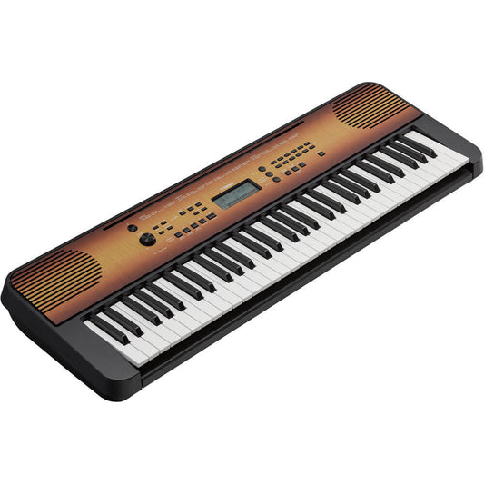 Yamaha PSRE360MA 61-Key Portable Keyboard Mahogany Wood with Power Supply