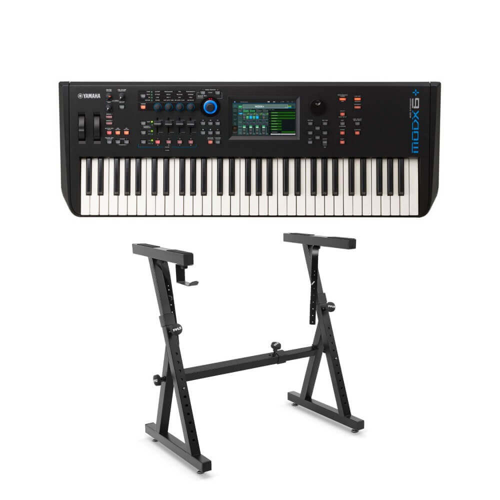 Yamaha MODX6+ 61-Key Semi-Weighted Action Keyboard Synthesizer with Heavy Duty Z-Style Keyboard Stand