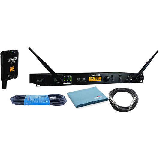 Line 6 Relay G90 Rackmount Digital Wireless Guitar System Bundle with 15ft XLR Cable, 10ft Instrument Cable, and Genesis Tech Polishing Cloth