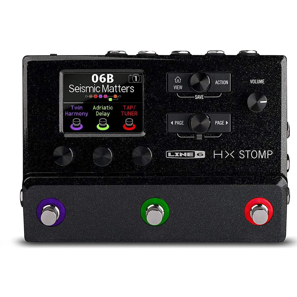 Line 6 HX Stomp Multi-Effects Black Guitar Pedal Bundle with 4 x 10-Foot Instrument Cables & Genesis Tech Polishing Cloth