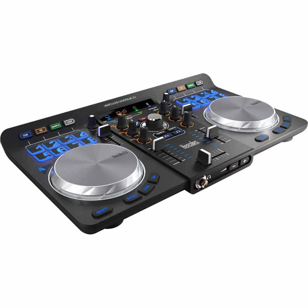 Hercules Universal DJ Bluetooth DJ Software Controller Bundle with On-Ear Stereo Headphones, and Genesis Tech Polishing Cloth