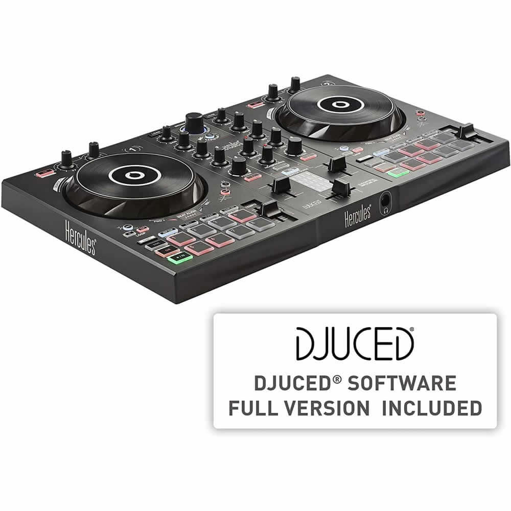 Hercules DJControl Inpulse 300 DJ Controller Bundle with On-Ear Stereo Headphones and Genesis Tech Polishing Cloth