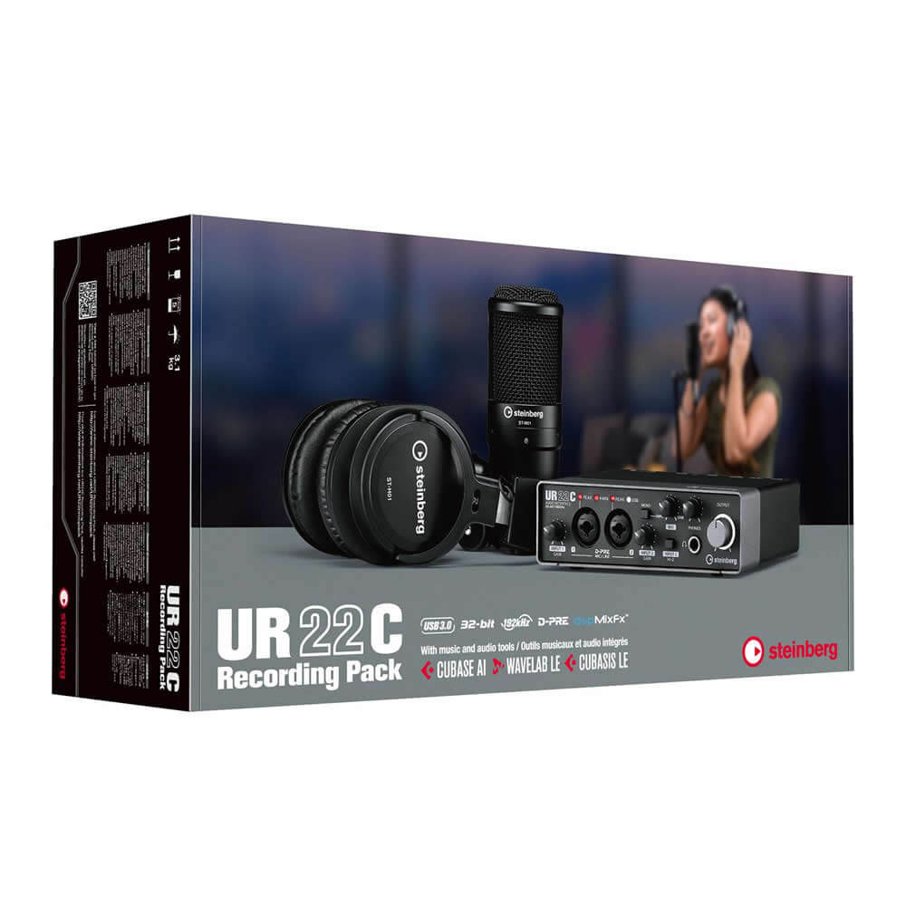 Steinberg UR22C 2-In 2-Out USB 3.0 Recording Pack with Audio Interface,  Cubase AI Software, Headphones and Microphone