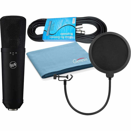 Warm Audio WA-87 R2 Large-Diaphragm FET Condenser Microphone Black with Pop Filter, 15-Ft XLR Cable, and Polishing Cloth