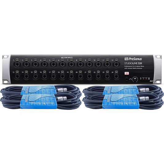 Presonus Studiolive 32R 34-Input 32-Channel Series III Stage Box and Rack Mixer SL32R Bundle with 4 x 15ft XLR Cables