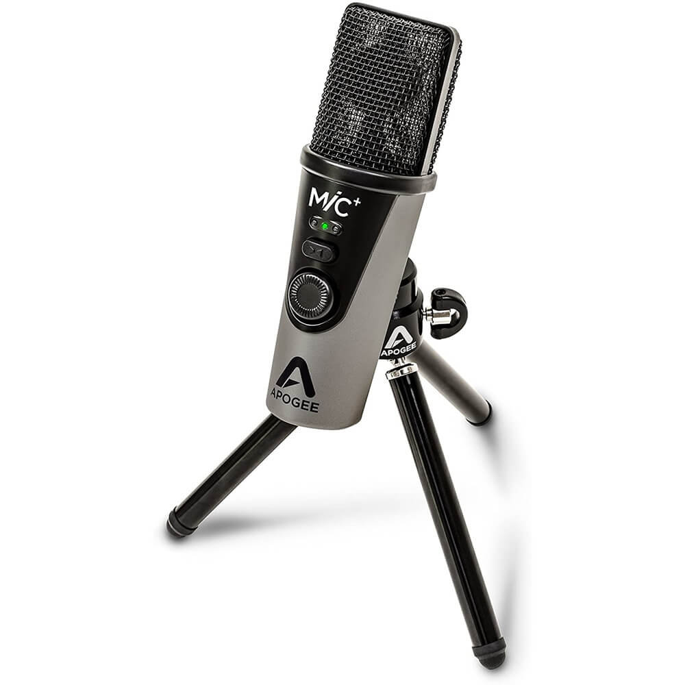 Apogee MiC Plus Studio Quality USB Mobile Recording Mic for IOS, Mac and PC Bundled with Pop Filter and Microphone Boom Stand