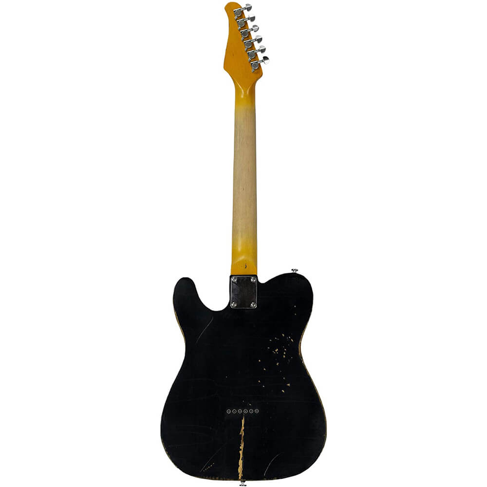 Sawtooth ET Relic Electric Guitar Black with Aged White Pickguard and Pro Series Gig Bag ST-ETAR-BKW