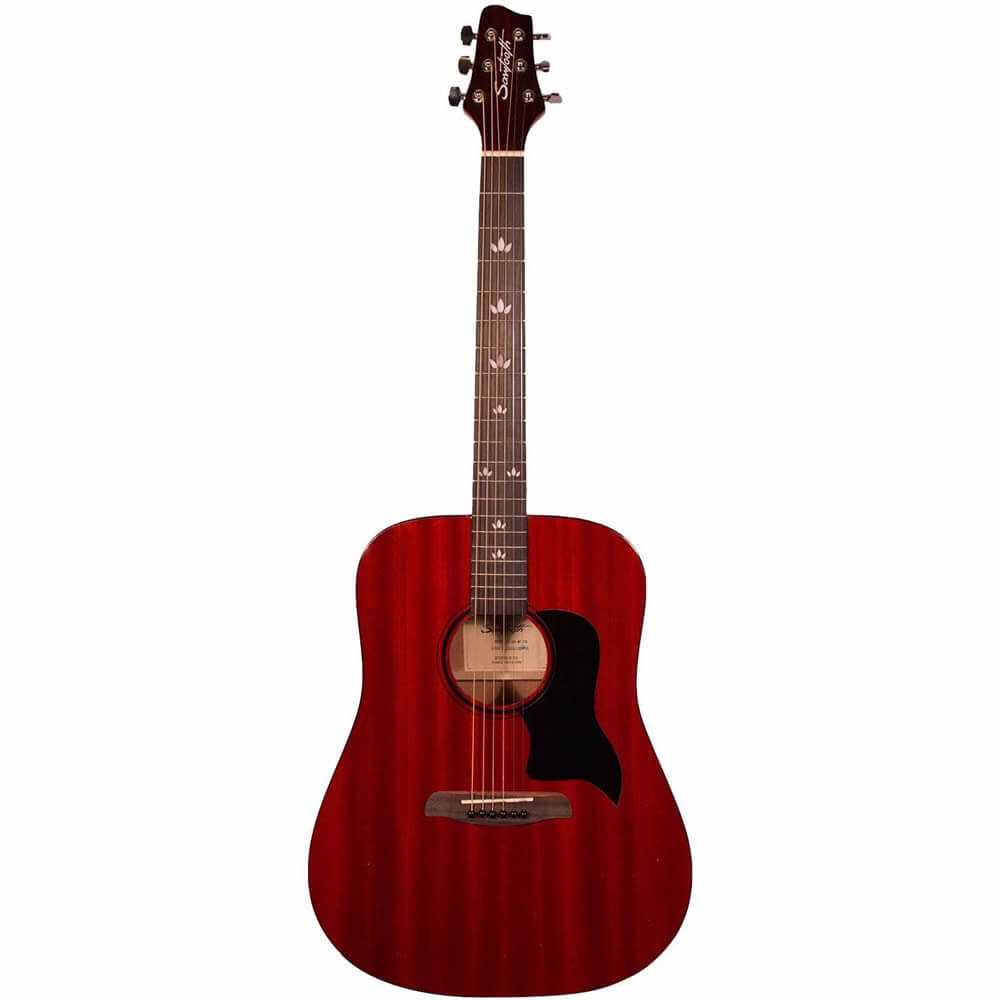 Sawtooth Modern Vintage Dreadnought Acoustic Guitar Cherry Mahogany Players Pack with Tuner, Picks, Stand & Strap ST-AD-MV-CH-PLAY
