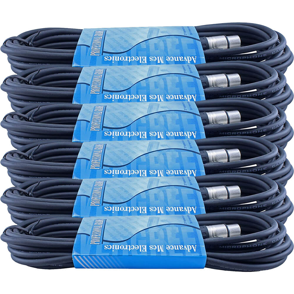 XLR Microphone Cables Male to Female 15-Foot (6 Pack)