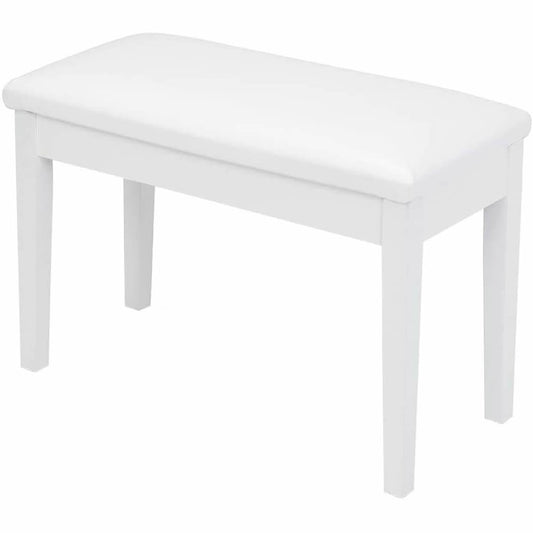 White Wooden Piano Bench with Padded Cushion