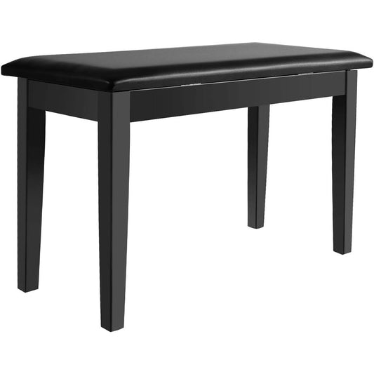 Black Wooden Piano Bench with Padded Cushion
