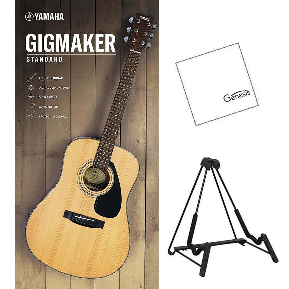 Yamaha GigMaker Standard Acoustic Guitar Package (Natural) with FREE Bonus Guitar Stand & Polishing Cloth