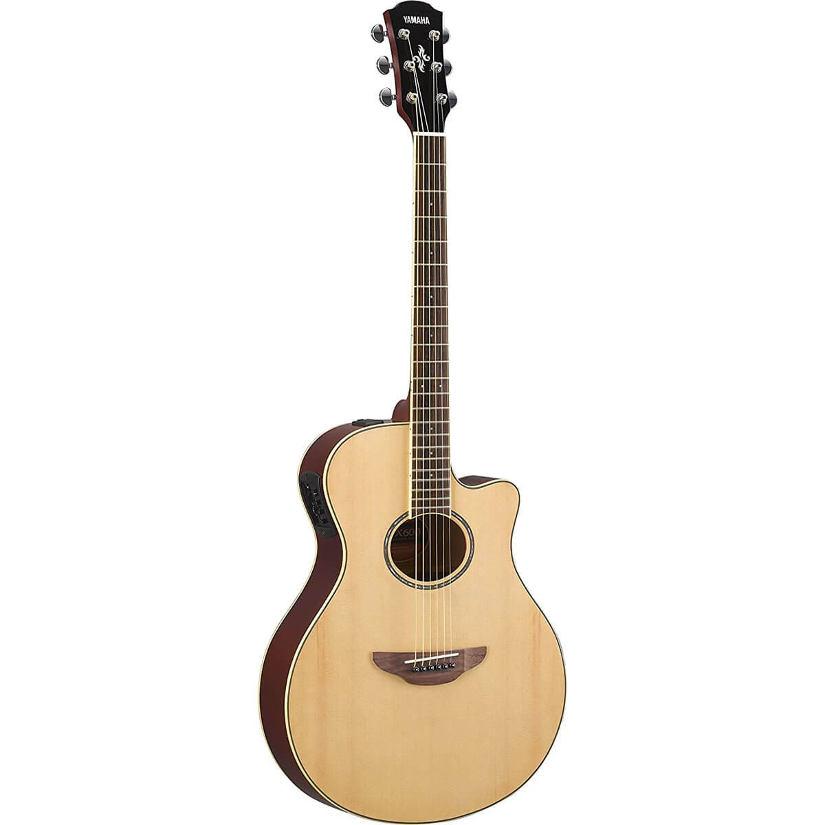 Yamaha APX600 NA Thin Body Acoustic-Electric Guitar Natural with FREE Padded, 6-Pocket Guitar GigBag