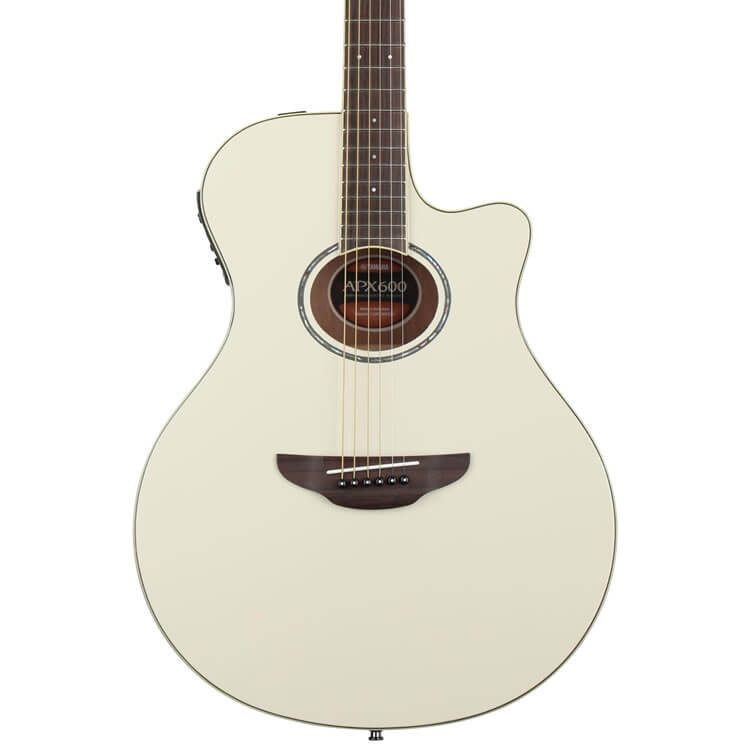 Yamaha APX600 Thinline Cutaway Acoustic Electric Guitar (Vintage White)