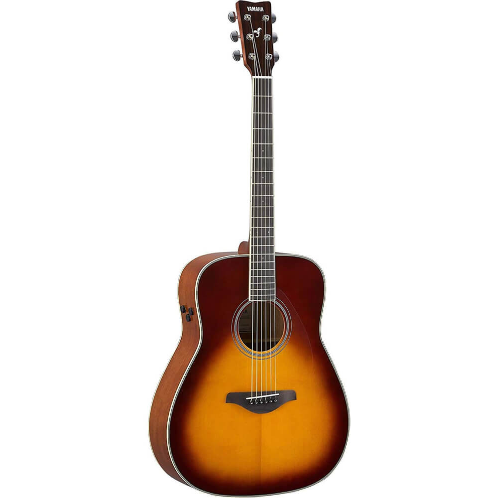 Yamaha FG-TA BS TransAcoustic Dreadnought Acoustic-Electric Guitar Brown Sunburst Bundled with FREE Premium Gig Bag, Stand, Tuner, Strap, Guitar Picks, String Winder and Polishing Cloth