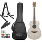 Yamaha STORIA I Concert Acoustic-Electric Guitar Satin White with FREE Acoustic Guitar Gig Bag, Pick Sampler, Strap, and Folding Guitar Stand