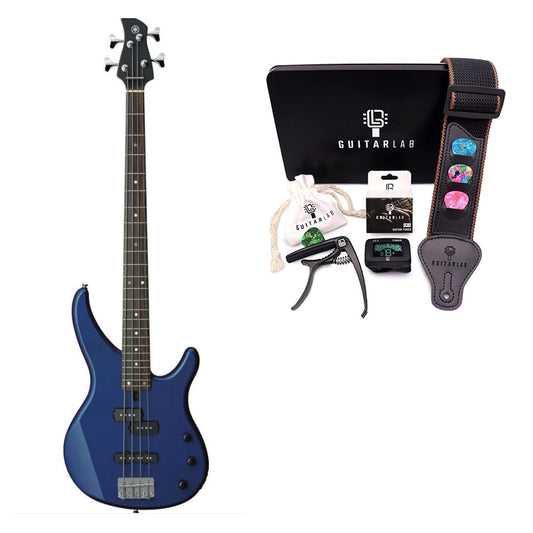 Yamaha TRBX174 DBM 4-String Electric Bass Guitar Dark Blue Metallic Bundle with Guitar Lab Accessory Kit