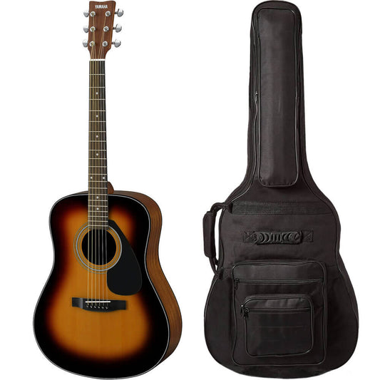 Yamaha F325D Dreadnought Acoustic Guitar Tobacco Sunburst with Padded 6-Pocket Acoustic Guitar Gig Bag